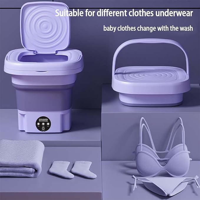 Lavadora portátil, mini lavadora, mini lavadora portátil con centrifugado, mini lavadora plegable con 3 modos de limpieza profunda, medio lavado automático