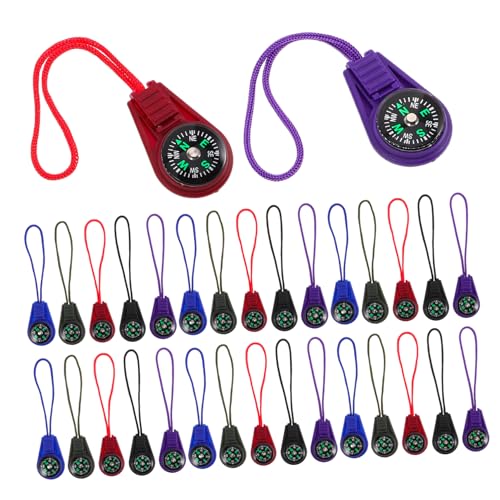 VANZACK 50 piezas Brújula compacta para exteriores con cordón, herramienta de navegación de plástico para senderismo, camping y escalada para niños, niñas y adultos miniatura 1