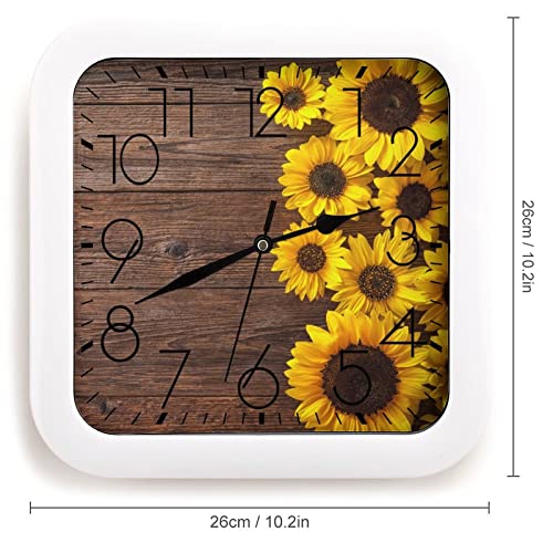 Pendule murale bois tournesols 26cm pour déco moderne maison - 3