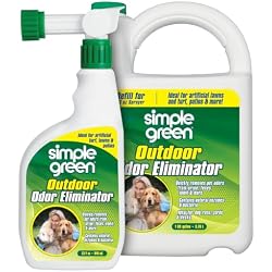 Simple Green Outdoor Odor Eliminator for Pets, Dogs, Ideal for Artificial Grass & Patio (32 oz Hose End Sprayer & 1 Gallon Refill)