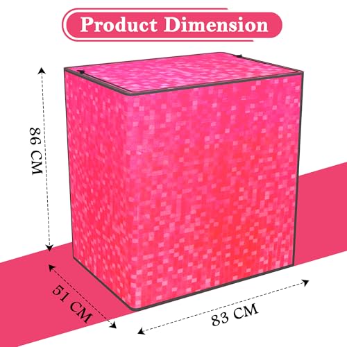 Image of Kuber Industries PVC Washing Machine Cover Semi Automatic | Dustproof Washing Machine Cover Top Load - Ideal for 6 Kg, 6.5 Kg, 7 Kg | Check Design - Pink