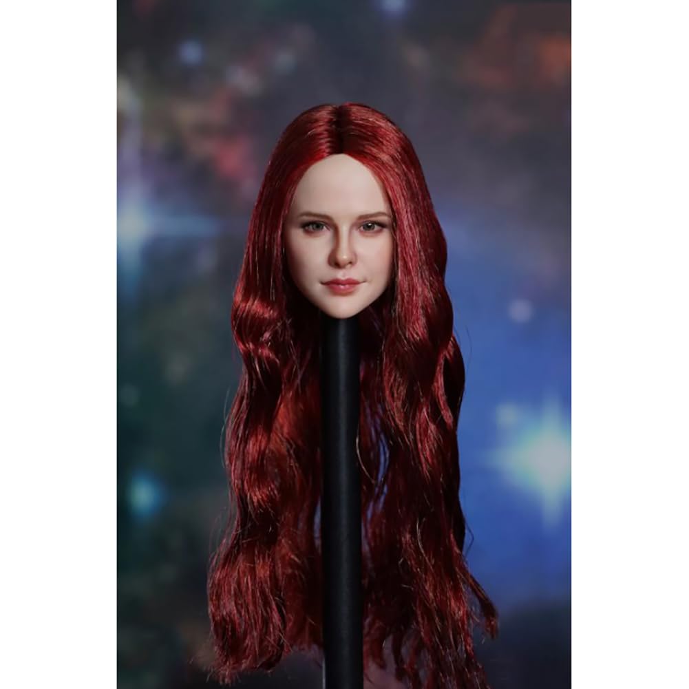 1/6 女性ヘッド : Red Long Straight Hair Amazon.com: SOUFORCE 1/6 Scale Female Head Sculpt Young Girl
