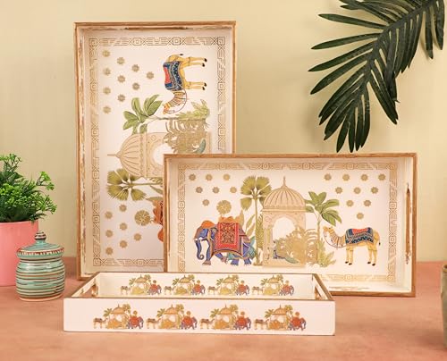 Rectangular Wooden MDF Serving Trays Set of 3 (16x10, 14x8, 12x6 ...