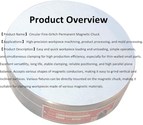 100mm Round Permanent Magnetic Chuck, 120N/cm² Strong Suction, Fine Pole Design for Milling Machines and Planers, Heavy Duty Clamping Without Power, N45 Steel Precision Workholding - Image 8