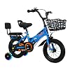 FOKE Kids Bike Toddler Bicycle Folding 12 14 Inch Adjustable Height with Training Wheels and Basket Easy Assembly for 2-7 Year Old Boys Girls Children Elementary School Birthday Gift