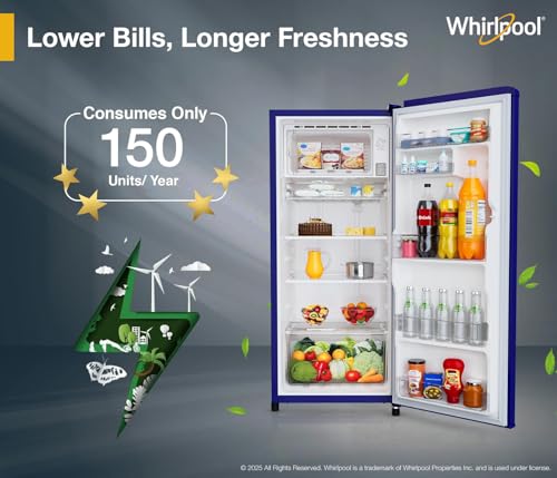 Image of Whirlpool 192 L 4 Star Icemagic Powercool Direct-Cool Single Door Refrigerator (215 IMPC PRM 4S SAPPHIRE MULIA-Z)