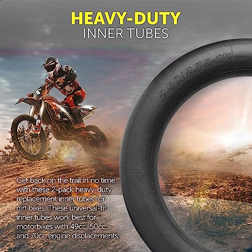 Image of AR-PRO (2-Pack) 2.50 /2.75-10 Dirt Bike Replacement Inner Tubes Heavy Duty|Compatible with Honda Crf50 /Xr50, Razor MX650 / MX500, Suzuki DRZ70 / JR50, Yamaha PW50