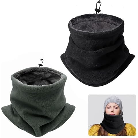 THATSRAD 2 Stück Halswärmer Halsschlauch Herren Winter Elastische Laufschal Schlauchschal Fleece Gefüttert Winter Loop Schal Herren Winter nackenwärmer Schal Cover