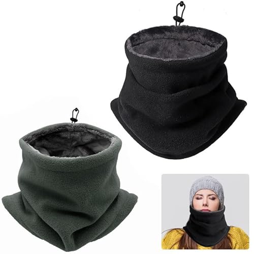 THATSRAD 2 Stück Halswärmer Halsschlauch Herren Winter Elastische Laufschal Schlauchschal Fleece Gefüttert Winter Loop Schal Herren Winter nackenwärmer Schal mit Kordelzug für Damen und Herren Cover