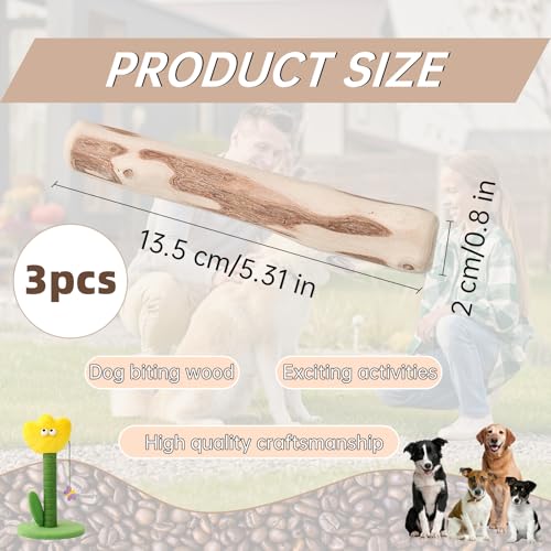 3 Stück Kaffeeholz für Hunde, Kaustab Kauholz, Kaffeeholz Kauholz, Natürliches Kauholzs, Natürlicher Kaffeehol, Holzknochen als Hundespielzeug für Welpen, Sicherer Kauspaß für kleine und große Hunde