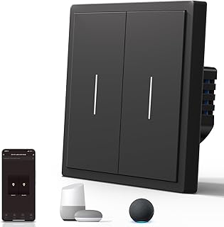BSEED Smart Light Switch,WiFi Mate Wall Switch with Led Indicator,Remote Control,Voice Control,Timer Function,2 Gang 1 Wa…