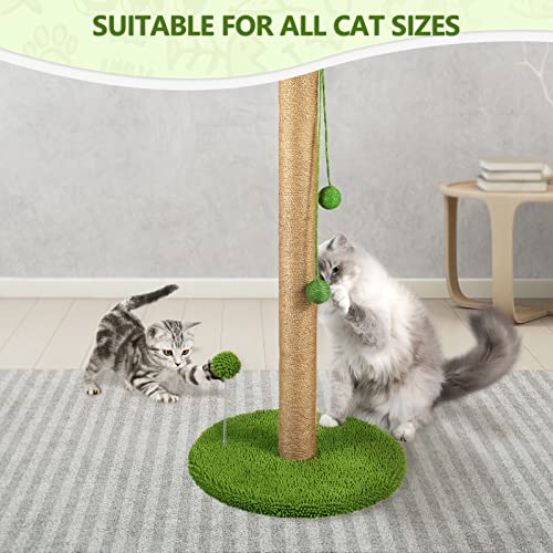 Dohump Cat Scratching Post, 31" Tall Scratch Tree With Premium Sisal Rope, Two Interactive Dangling Balls And Spring Ball Toys For Indoor Kittens And Cats #TOP3