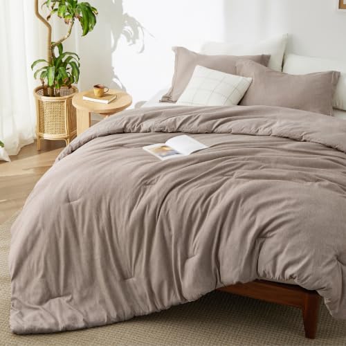 Image of Bedsure Full Comforter Set - Khaki Soft Bedding for All Seasons, Cationic Dyed Bed Set, 3 Pieces, 1 Full Size Comforter (82 inchx86 inch) and 2 Pillow Shams (20 inchx26 inch+2 inch)