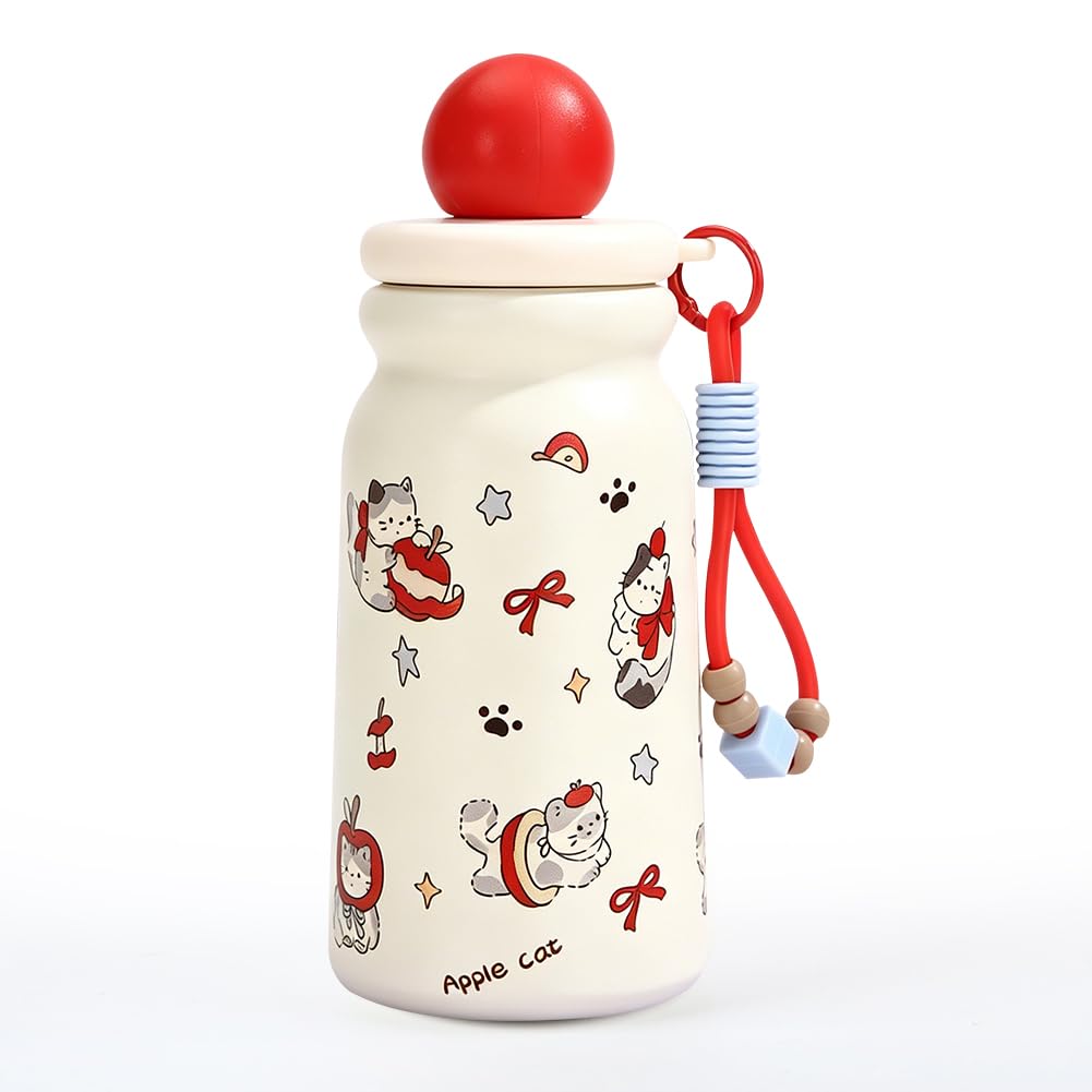 WFKKMEQ Insulated Tumbler, 500ml Insulated Tumbler witn Lid and Straw, Cute kitten Kids Insulated Water Bottle, Stainless Steel Reusable Leak Proof Water Bottle, Gift