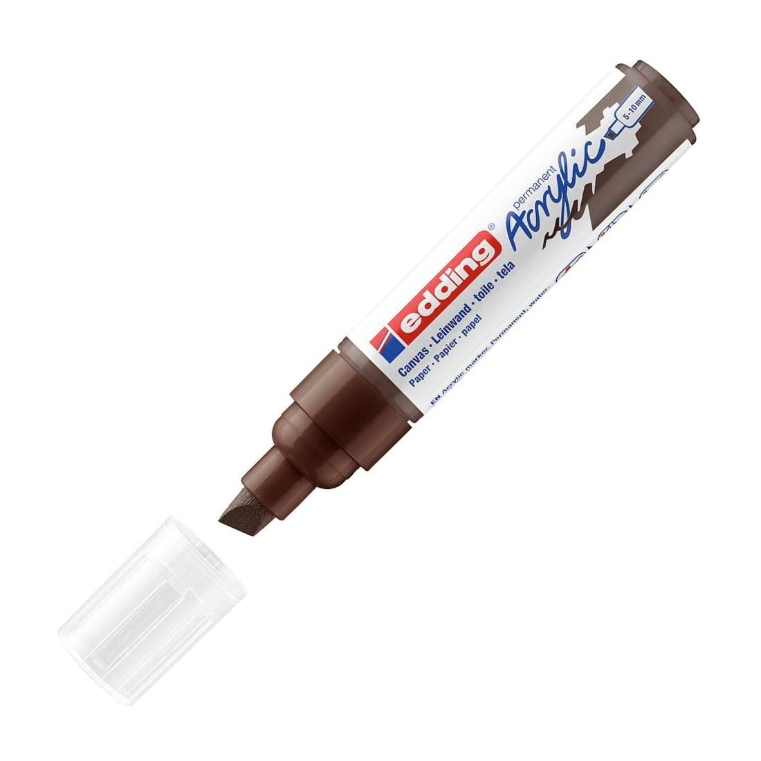 edding 5000 marcador acrílico de trazo grueso - marrón - 1 rotulador acrílico resistente al agua - punta biselada ancha 5-10 mm - pintura acrílica para lienzo, papel kraft, madera y piedra