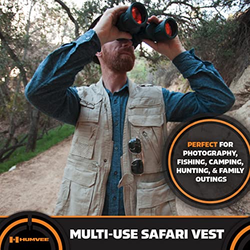 Humvee Safari Photography Vest For Men, Women, Unisex - Vest For Hunting, Fishing, Camping, Travel, Hiking, Outdoor - 100% Cotton, Khaki, Small, Father's Day Gift #TOP1