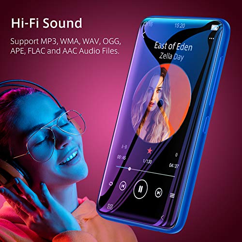 TIMMKOO MP3 Player with Speaker, 4.0" Full Touchscreen HD Video Mp4 Player, 8GB Portable HiFi Lossless Sound Mp3 Music Player with FM Radio, Voice Recorder, E-Book, Supports up to 128GB TF Card Blue - Thumbnail 6