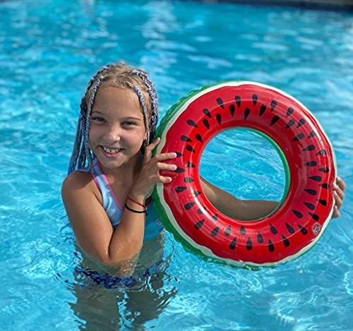 Fruit Pool Float, Watermelon Tube Ring Inflatable Durable Summer Swim Pool Party Float, Swimming Pool Accessories for Adults and Kids (Watermelon Tube 19 inches)