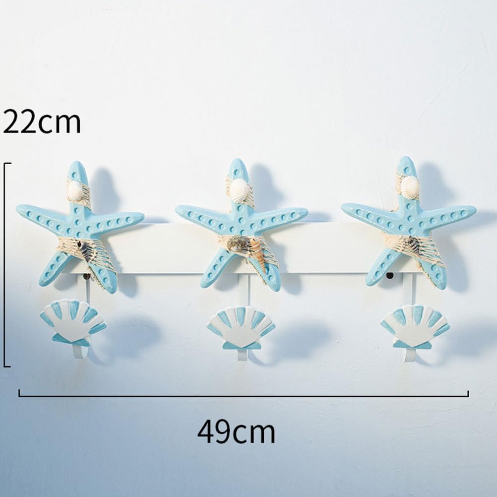 Amosfun Gancio Da Parete Stile Forma Di Stella Marina Appendino Creativo Con Slot Per Cappotti e Accessori Decorazione Murale Blu Sfumato Per Casa e Ufficio