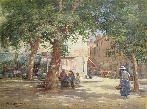 Tableau la place du marché par William Kay Blacklock pour habiller un grand mur vide de chambre