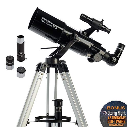 Celestron - Powerseeker 80Azs Telescope - Manual Alt-Azimuth Telescope For Beginners - Compact And Portable - Bonus Astronomy Software Package - 80Mm Aperture #TOP1