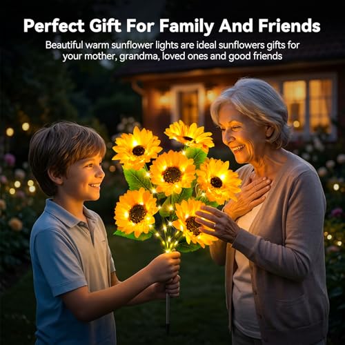 Ahaorigin 3 Pack Solar Sunflower Garden Stake Lights - image 7