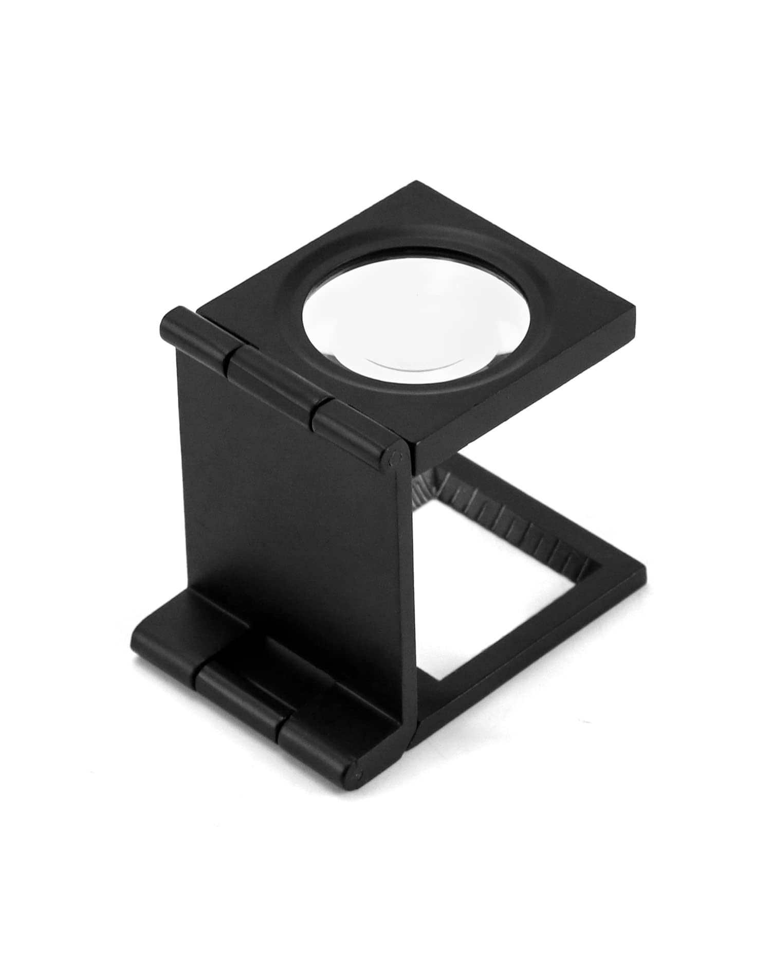 QWORK 4 Pcs Mini 10X Three-Folding Magnifier with Scale, Zinc Alloy Magnifying Glass for Textile, Jewelry, and Repair