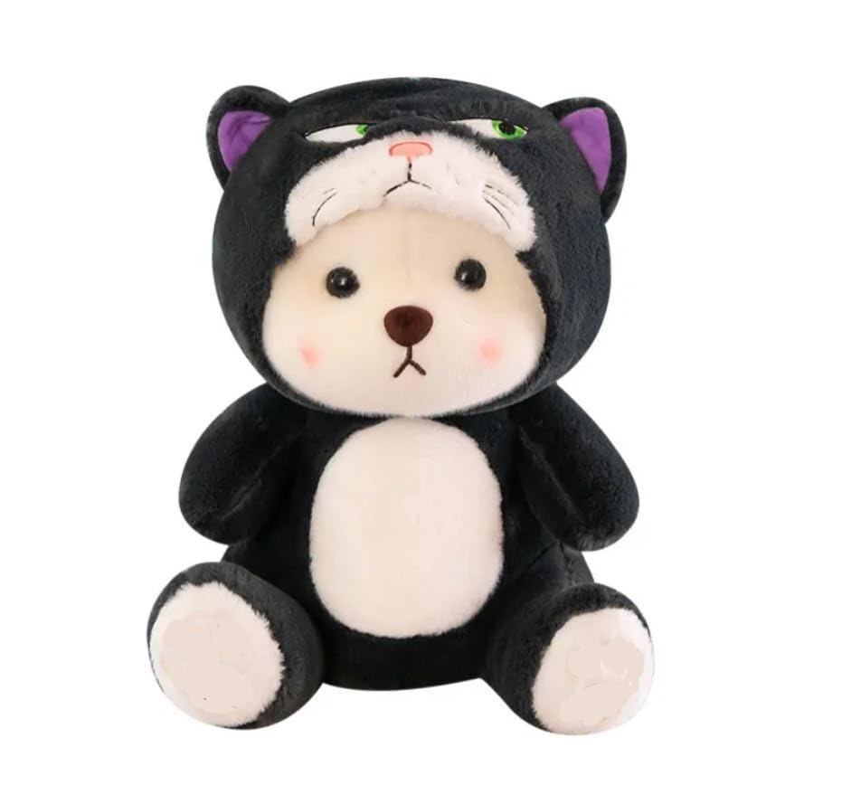 Image of Storescent Half Hooded Angry Cat Bear Plush Cartoon Kawaii Cat Plush Cat Stuffed Animal Birthday Gift for Girls & Boys 50cm