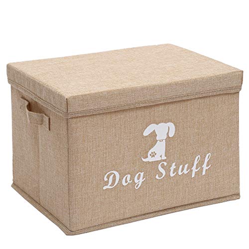 Xbopetda - Caja Plegable de Tela de Lino para Perros con Tapa y Asas