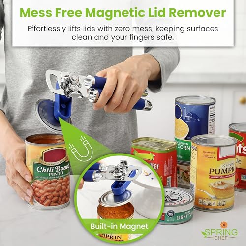 Image of Spring Chef Stainless Steel Manual Can Opener w /Soft Grip Handle, Sapphire