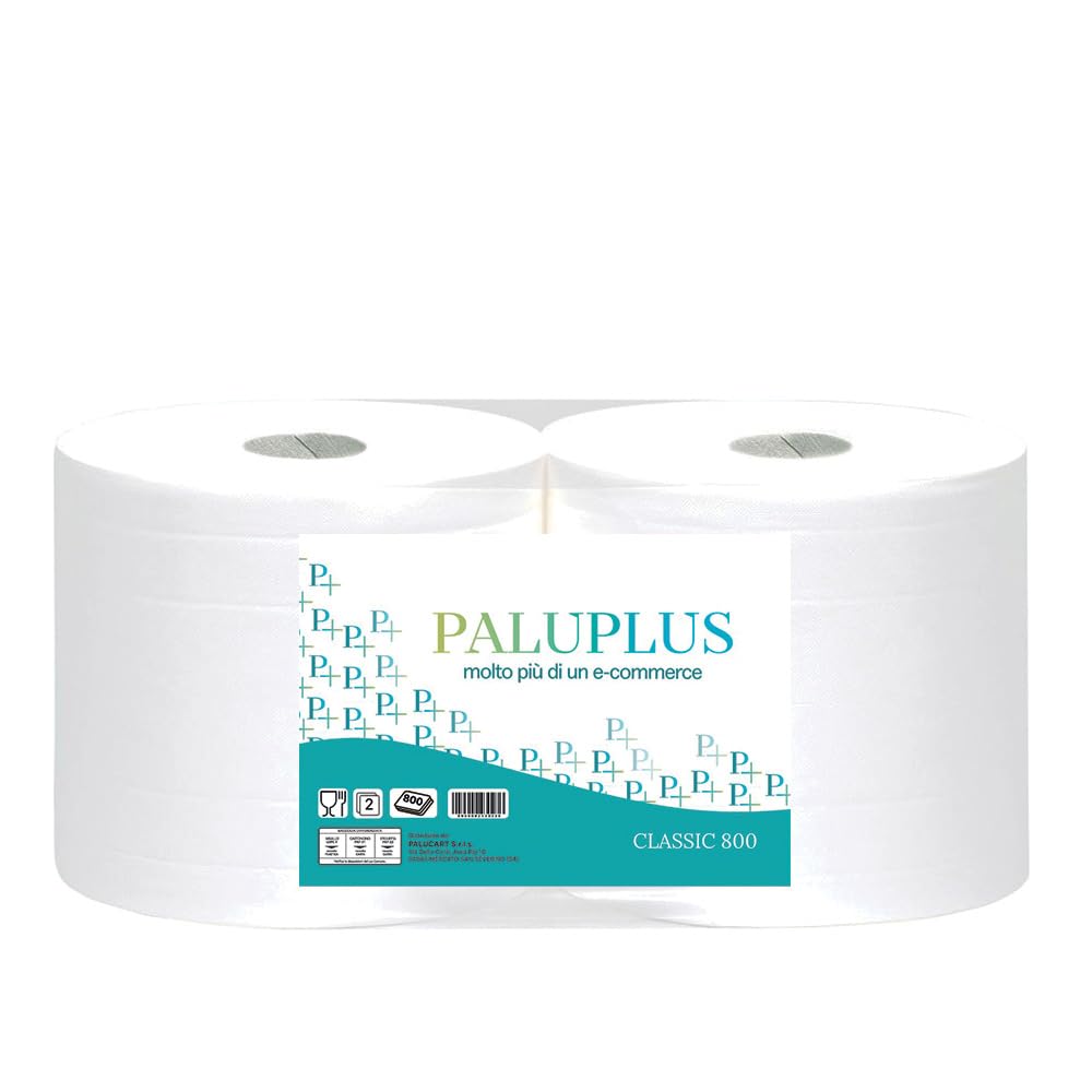 Virsus kit 2 Bobina carta 800 strappi bobina industriale bobine carta pura cellulosa 2 veli