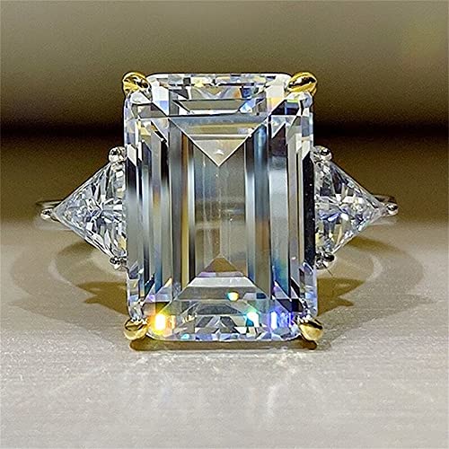 Fashion S925 Womens Topaz Ring Jewelry Shiny Square Pink AAA Zircon Ring Simulation 10ct Diamond Princess Ring Eternity Engagement Wedding Bands Party Christmas Gift for Women ST.469 (White, 6)3
