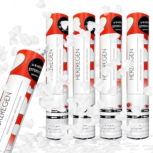 Dellyy Canon Confettis Mariage et Anniversaire - Confettis Biodegradables pour Intérieur et Extérieur (Blanc)