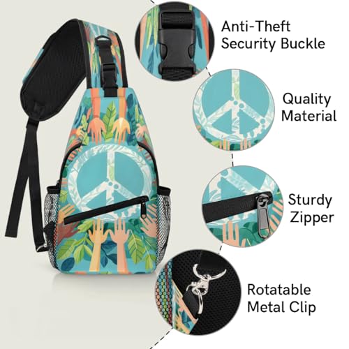Bolso bandolera unisex para senderismo y viaje 7.9x3.5x14.2 pulg miniatura 3