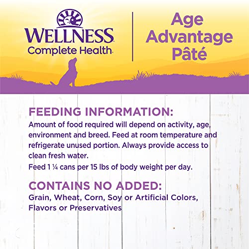 Image of Wellness Complete Health Pate Age Advantage Senior Canned Wet Dog Food, Wholesome Grains, Natural, Chicken and Sweet Potato, 12.5 oz, Pack of 12 Cans