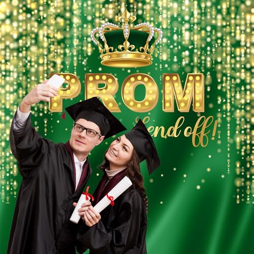 Fondo fotográfico graduación 8x8 pies verde y dorado miniatura 3