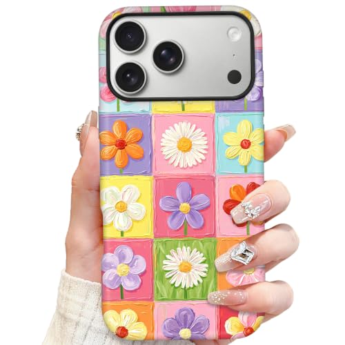 Coque iPhone 17 Pro carreaux peinture à l'huile pour fille
