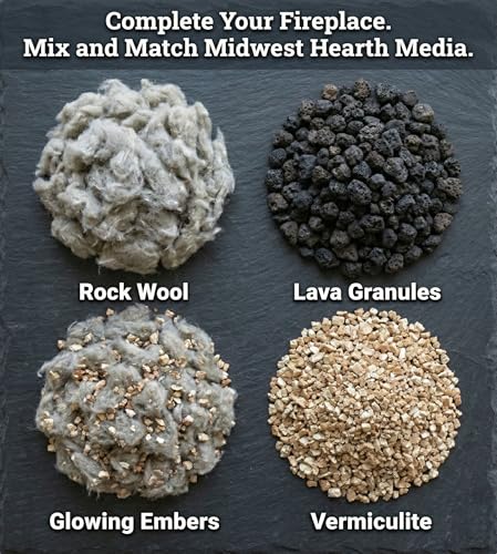Midwest Hearth Glowing Embers for Gas Logs &ndash; 6 oz | Rock Wool and Vermiculite Blend | Enhanced Ember Effect | Vented and Unvented Compatible | Made in USA