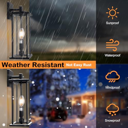 2-Pack-Large-Outdoor-Wall-Light-16-Outdoor-Light-Fixtures-Wall-Mount-Exterior-Waterproof-Wall-Sconce-Light-Fixture-2-Light-Modern-Black-Outdoor-Wall-Lamps-for-Patio-Front-Door-Entryway 2 Pack Large Outdoor Wall Light 16 Outdoor Light Fixtures Wall Mount Exterior Waterproof Wall Sconce Light Fixture 2 Light Modern Black Outdoor Wall Lamps for Patio Front Door Entryway