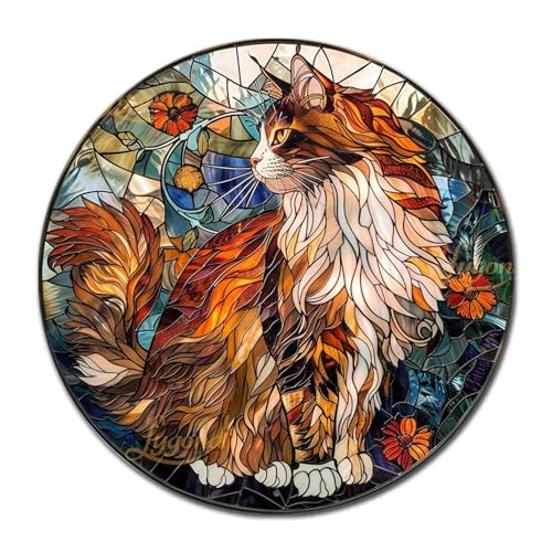 Lygond Decorative Tin Sign Majestic Norwegian Forest Cat for Home