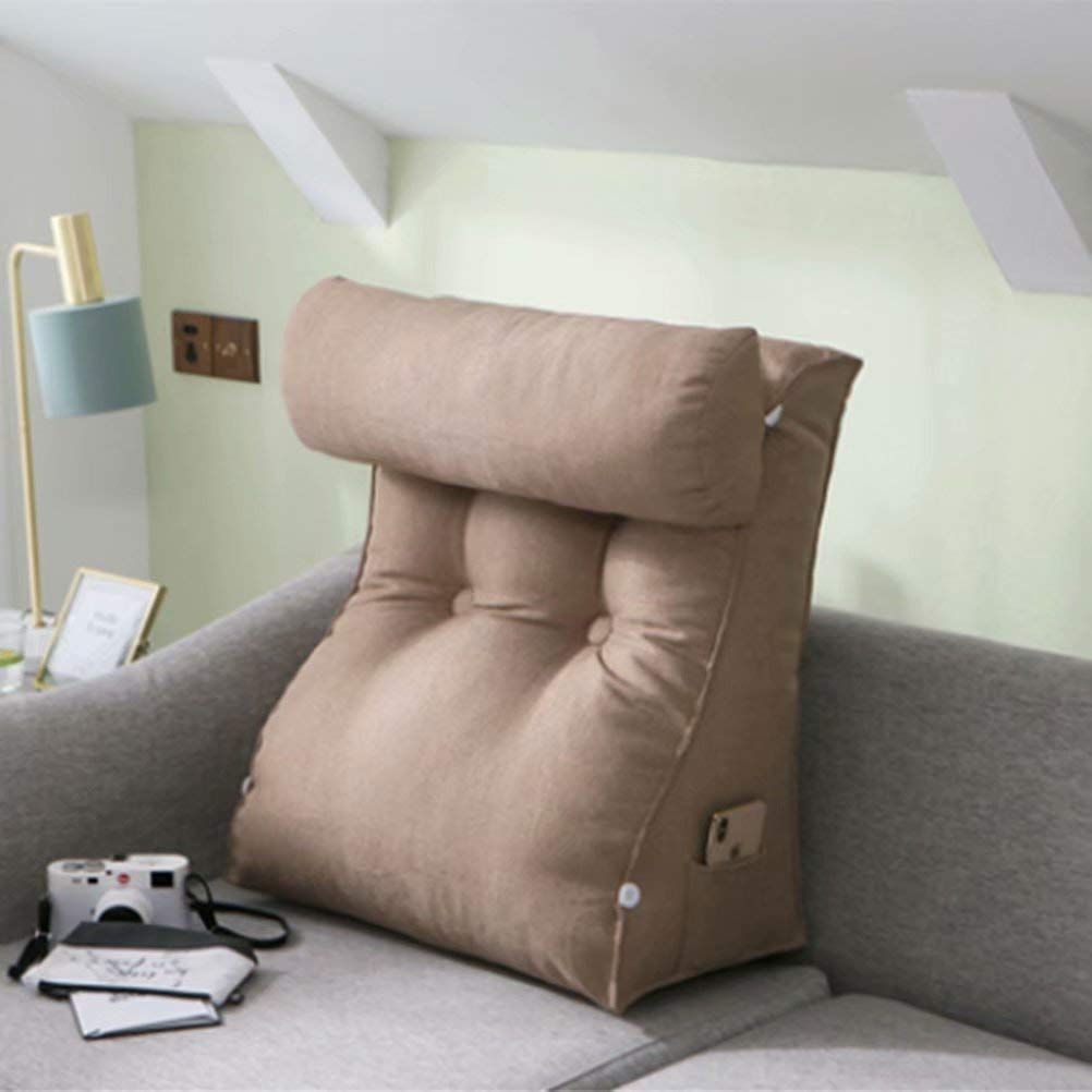 Coussin de Lecture Réglable Z-one en Coton Marron 45x55cm pour Chaise et Bureau