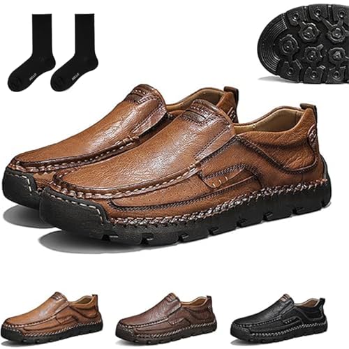 Matufit Shoes for Men, Matufit Men's Handcrafted Cowhide Orthopedic Loafers - Wide Toe Box Slip-On Waterproof & Non-Slip Comfort Walking Shoes