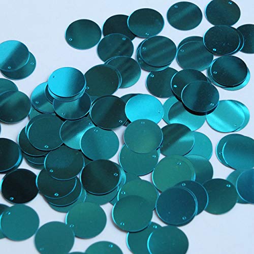Round Flat Sequin 12mm Top Hole Rich Teal Green Metallic. Couture Paillettes. Made in USA