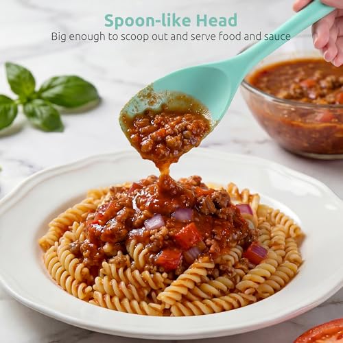 Image of U-Taste Silicone Cooking Spoon 600ºF Heat Resistant Scoop Spatula, Aqua Sky