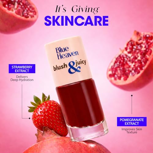 Image of Blue Heaven Blush & Juicy Lip & Cheek Tint Infused with Pomegranate & Strawberry Extract | Multipurpose 3 in 1 Lip Tint | Long Lasting, Water Proof & Hydrating Liquid Blush, Watermelon Juice, 9ml