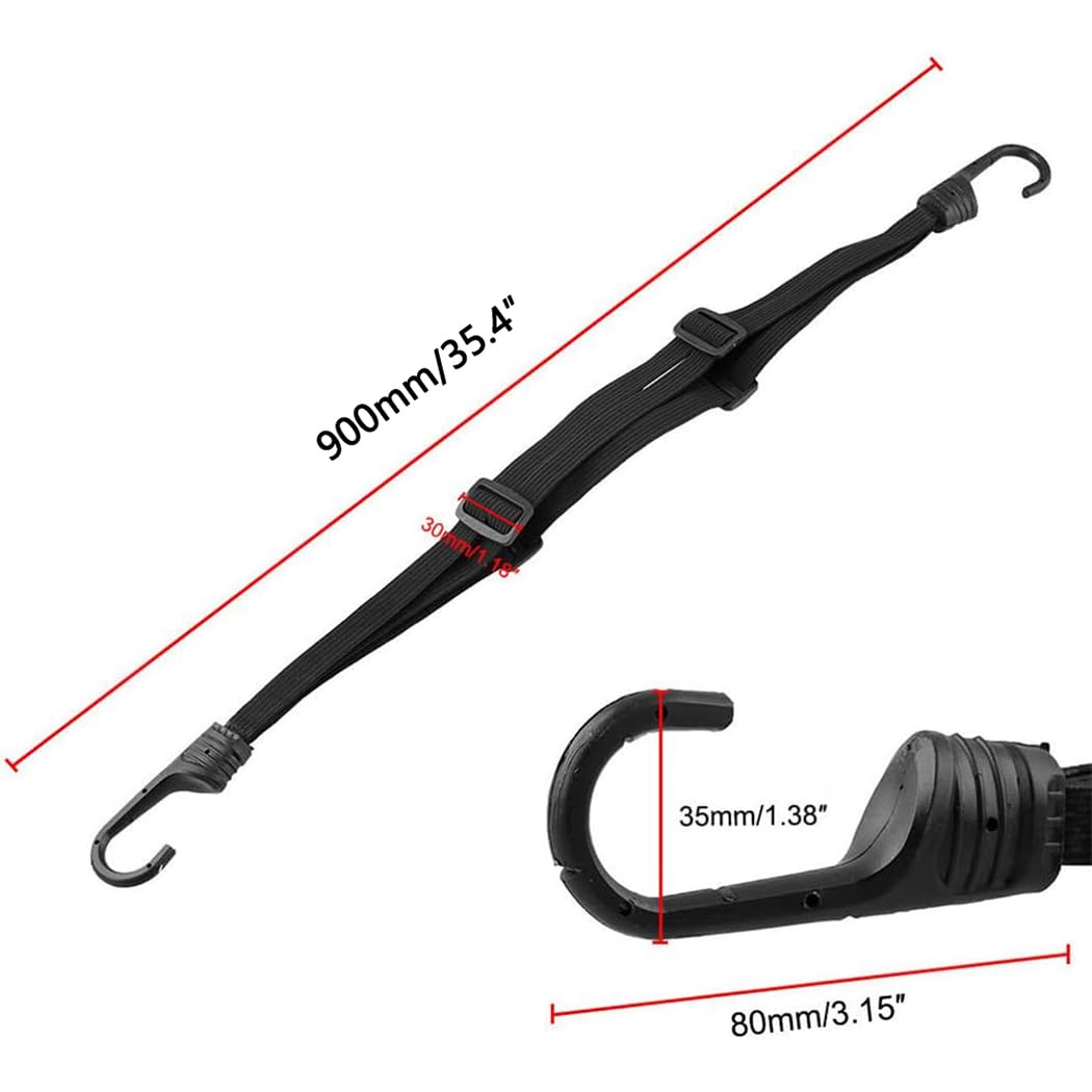4 cuerdas de equipaje de motocicleta de 35 a 55 pulgadas, correa elástica de malla negra retráctil con 2 ganchos (35.4 pulgadas)