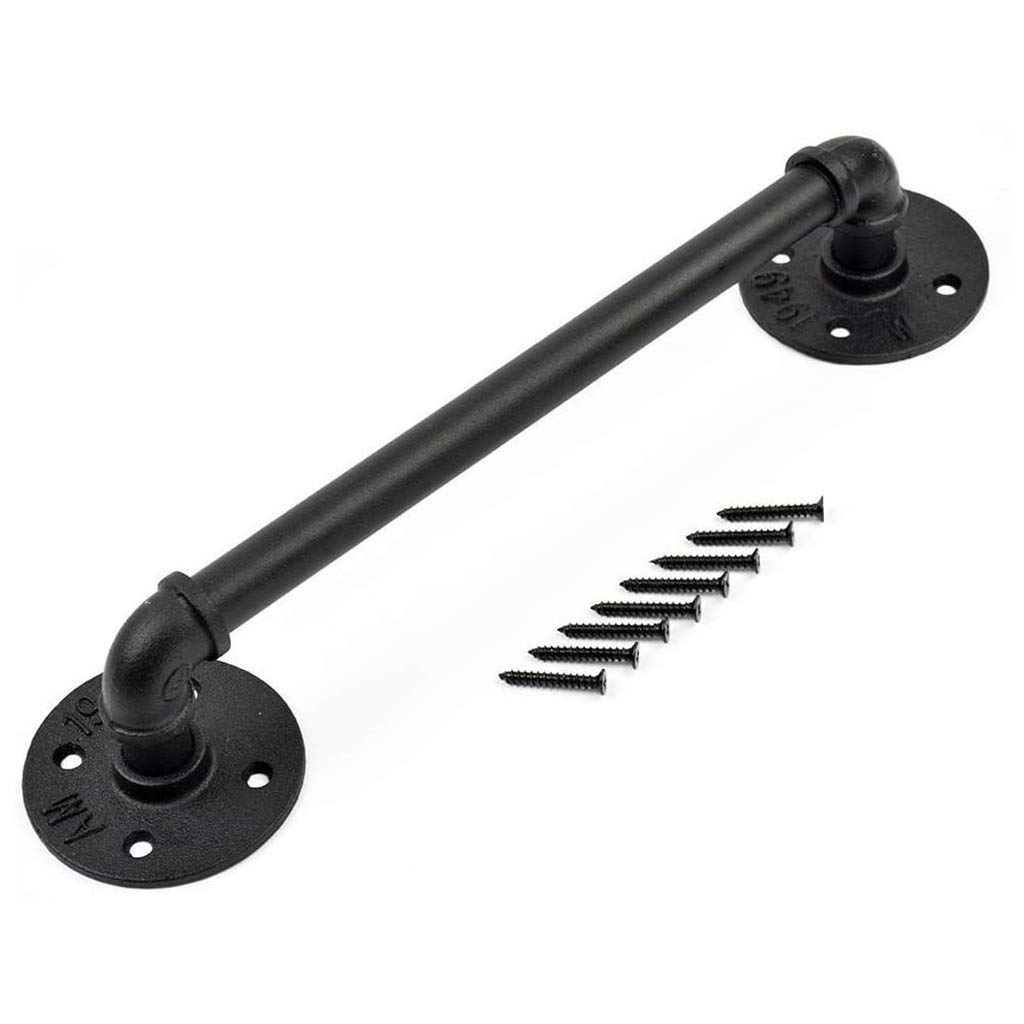 Rampe d'escalier en métal noir de 330 cm avec supports pour intérieur et extérieur