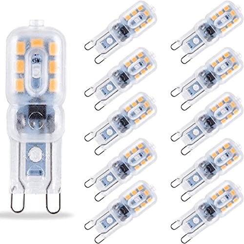 Bombillas Led G9 Bombilla LED G9 de 3W, regulable, equivalente a bombilla halógena de 30 W, blanco cálido 3000 K, ángulo de haz de 360°,...