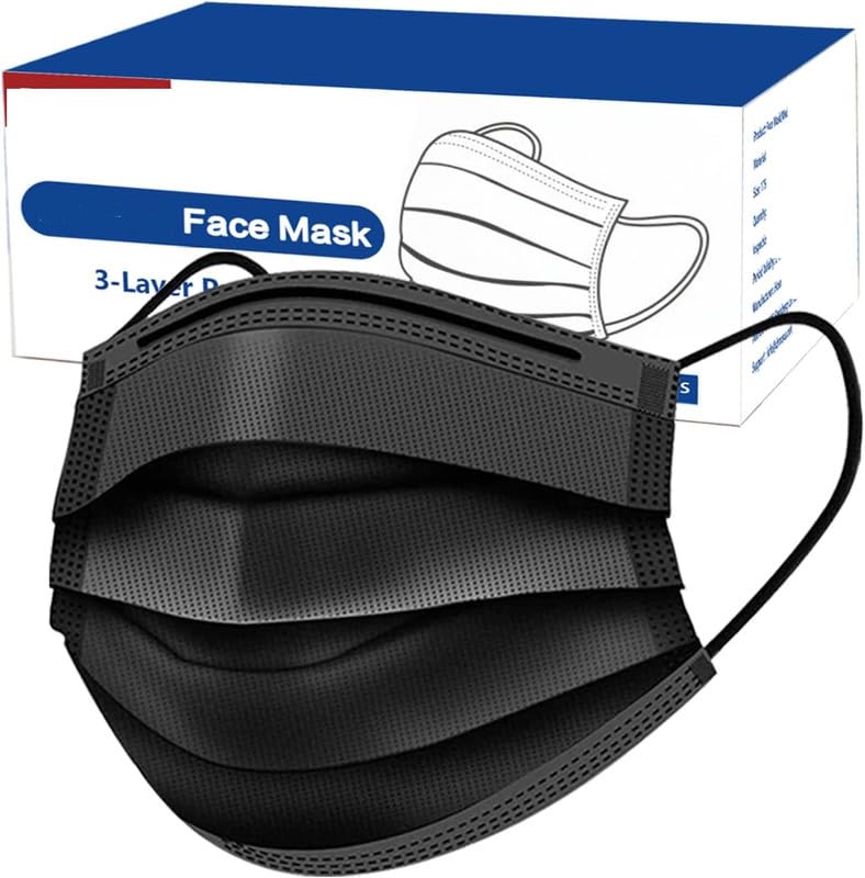 non-woven fabric disposable 3-ply surgical mask (black) | fabric surgical disposable masks with nose clip for unisex