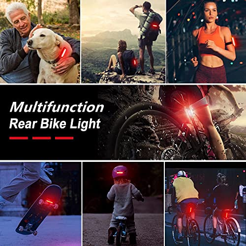 Super Bright Bike Laser Light USB Rechargeable Bike Tail Light Rear and Front Cycling Lights 5 LED 6 Modes Waterproof Mountain Bicycle Light with Safety Warning Lamp for Bicycle Night Riding